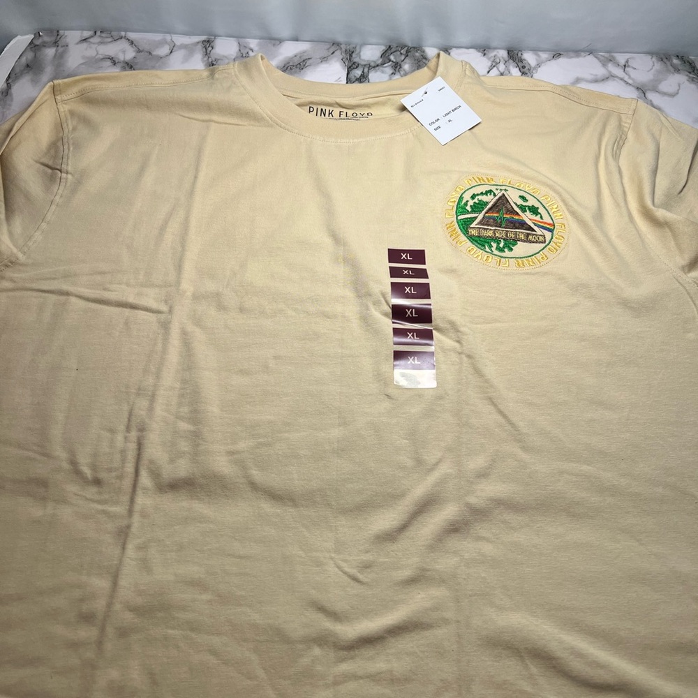 Pink Floyd Beige Short Sleeve Tee Embroidered Logo